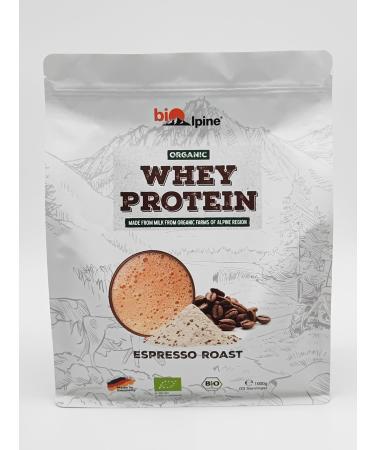 Bio alpine BioAlpine Organic Whey Protein Powder Espresso Roast Organic Made with Alpine Milk 1000g 33 Servings