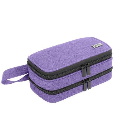 LUXJA Essential Oil Carrying Case - Portable Double-Layer Organizer for 12 Bottles (5ml-15ml) and Roller Bottles - Purple - Buy Online on GoSupps.com