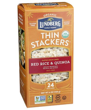 Lundberg Organic Thin Stackers Red Rice & Quinoa Multigrain Rice Cakes - 6 oz Pack, Gluten-Free, Vegan, Healthy Snacks - Buy Online on GoSupps.com