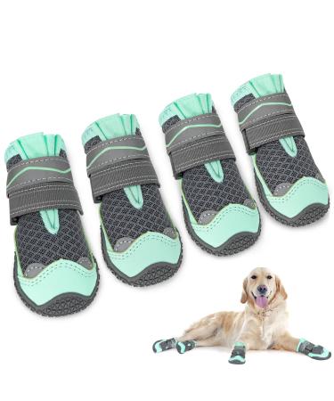 Slowton dog shoes Paw protection 4 pieces of breathable dogs shoes outdoor with non-slip sole adjustable reflective Velcro fastener Hunde boots for small medium and large dogs size 6: width 6.5 cm E. Gr n-atmosphere (4 pieces)