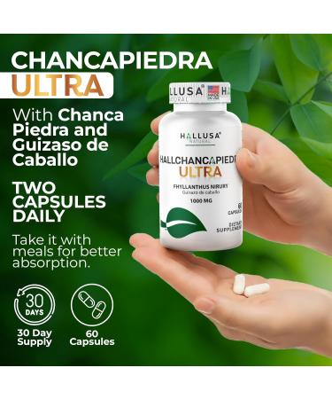 Hallusa Natural Hall Chanca Piedra Ultra with Guizaso de Caballo 1000mg Kidney Cleanse & Gallbladder Supplement Urinary Tract Health - 60 Capsules - Buy Online on GoSupps.com