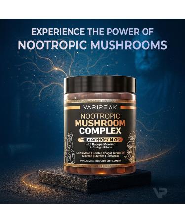 9-In-1 Nootropic Mushroom Gummies | With Lion's Mane Reishi Chaga & More | Enhanced with Bacopa Monnieri & Gingko Biloba | For Focus & Memory | 90 Ct | Sugar Free & Vegan | for Men and Women - Buy Online on GoSupps.com