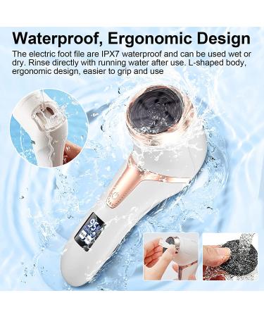 Rechargeable Electric Foot Callus Remover with Vacuum - Professional Pedicure Kit for Smooth Skin - 2 Speeds & LCD Display - White - Buy Online on GoSupps.com