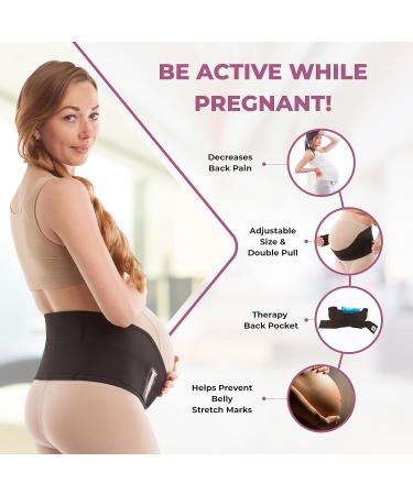 Gabrialla Elastic Pregnancy Belly Band - Baby Safe Design - Adjustable & Breathable Maternity Belt - Black 2XL - Buy Online on GoSupps.com