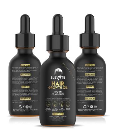 ELEVATE Hair Growth Oil - Biotin & Minoxidil Serum for Stronger, Thicker Hair | Natural Treatment to Stop Thinning & Hair Loss - Men & Women 2oz - Buy Online on GoSupps.com