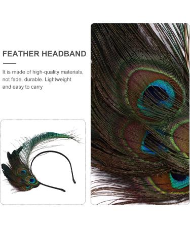 Feather Headband Carnival Peacock Feather Headdress Flapper Hair Hoop Headpiece for Dance Carnival Masquerade Fringe Show Party - Buy Online on GoSupps.com