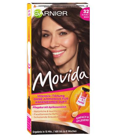 Garnier tinting care cream hair coloring set intensive tinting hair color for bright colors also for gray hair without ammonia movida 32 chocolate brown 3 pack