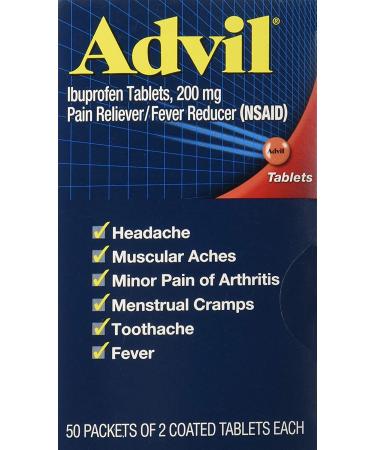 Advil Ibuprofen 200mg 100 Tablets (2 Count x 50 Pack) - Pain Relief - Buy Online on GoSupps.com