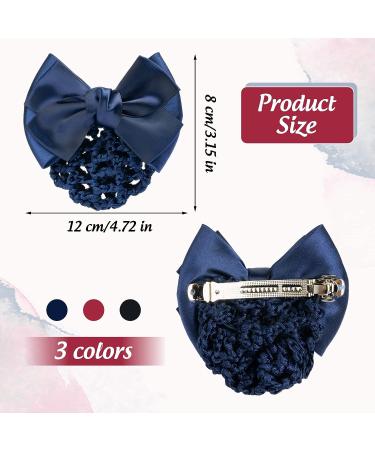 TXIN Hair Snood Net Bun Cover Set - Black, Navy Blue, Red Bowknot Hairnets for Women - 3 Pieces - Buy Online on GoSupps.com