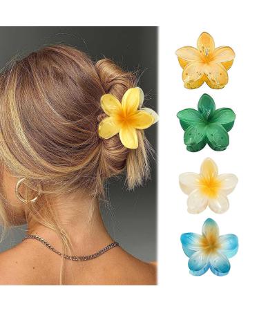IOSPKKIO 4 pieces of flower hair clips strong hold large clamps for thick hair non-slip hair clips Hawaiian flower claws stylish style2
