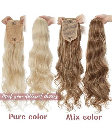 Ponytail Extension Synthetic Ponytail Hair Extension 24inch Long Wavy Curly Ponytail Hair Extension Clip In Body Wave Drawstring Ponytail Hairpiece for Woman Ponytail Hairpiece for Women (Color : Bl 24inches Bleach blonde - Buy Online on GoSupps.com