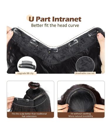 NANNAN Black Long Wavy U-Shaped Clip in Hair Extensions | 18 Inch Synthetic Hairpieces for Women - Buy Online on GoSupps.com