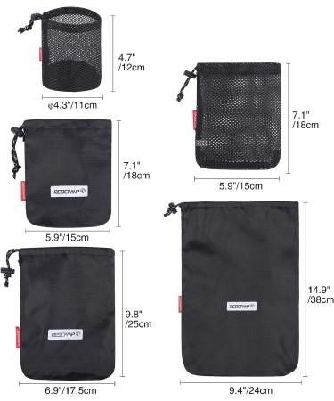 REDCAMP Stuff Sack Set of 5  Lightweight Mesh Nylon Drawstring Storage Bag Pouch for Travelling Hiking Red/Black - Buy Online on GoSupps.com