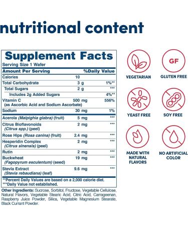 American Health Super Acerola Plus Chewable Wafers - Natural Berry Flavored Vitamin C - Antioxidant & Immune Support - 500mg - Gluten-Free & Vegetarian - 100 Servings - Buy Online on GoSupps.com