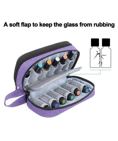 LUXJA Essential Oil Carrying Case - Portable Double-Layer Organizer for 12 Bottles (5ml-15ml) and Roller Bottles - Purple - Buy Online on GoSupps.com