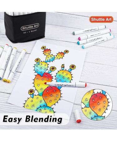 Shuttle Art 51 Colors Dual Tip Alcohol Based Art Markers with Case - Perfect for Illustration and Adult Coloring - Buy Online on GoSupps.com