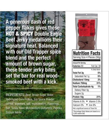 Old Trapper Hot & Spicy Double Eagle Beef Jerky | Traditional Style Real Wood Smoked | 1 Bag (80 Pieces) - Buy Online on GoSupps.com