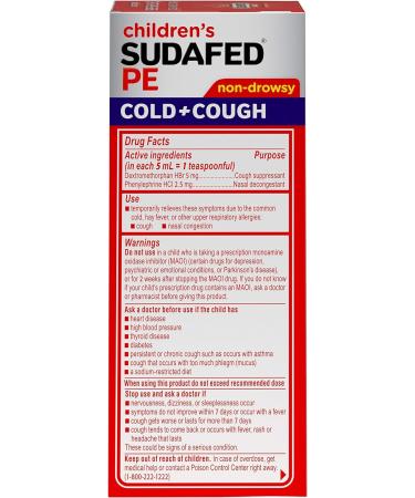 Children's Sudafed PE Grape Flavor Cold + Cough Liquid Relief - 4 fl. oz - Buy Online on GoSupps.com
