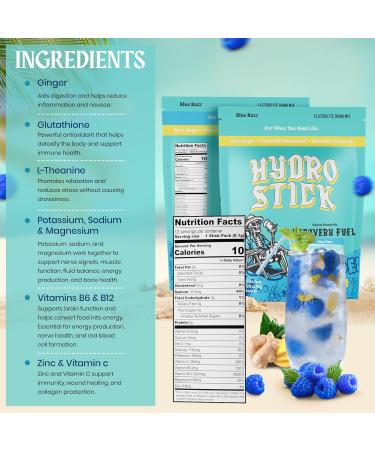 Electrolyte Powder Drink Mix | Glutathione L-Theanine Vitamins B6 & B12 Ginger & Magnesium for Hydration & Liver Health | Sugar-Free All-Natural Immune Support - Blue Raspberry | 12 Pack Blue Raspberry 3.42 Ounce (Pack  - Buy Online on GoSupps.com