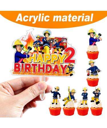 Fire Brigade Birthday Decoration | Fireman Cake Decor for 2-Year-Old Boys | Tortendendeco - Buy Online on GoSupps.com