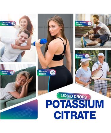 Liquid Potassium Citrate Supplement Potassium 1000mg Drops for Women & Men with Zinc Citrate Vitamin B6 Sodium & Taurine High Potassium Electrolytes 2 Fl Oz - Buy Online on GoSupps.com