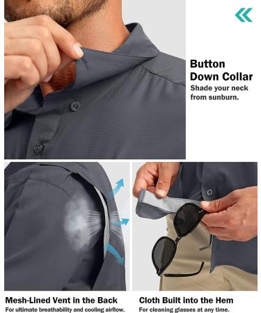 Men's Fishing Shirt UPF 50+ Lightweight Cool Short Sleeve Zipper Pockets Dark Grey XL - Buy Online on GoSupps.com