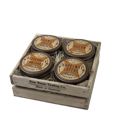 Sunday Morning Scented Candle Gift Box - Soy Candle Aromatherapy Candle Birthday Gifts for Women & Men Wedding Grandma Mom Teachers and More - Coffee Orange Juice Pancake & Bacon Candle Set Sunday Morning (Set of 4) 4 x 4 Oz