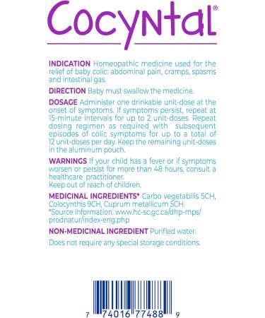 Boiron Cocyntal used for the relief of baby colic: abdominal pain cramps spasms and intestinal gas. 30 unit-doses 1 box - Buy Online on GoSupps.com