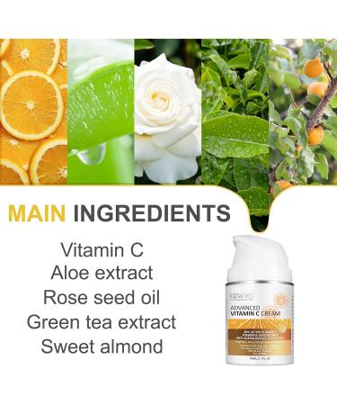 Vitamin C Cream 20% Vitamin C Age Aging Cream for Face and Skin Moisrturiser Day Cream Fits for Women for Smoothing Fine Lines & Wrinkles - 50ml - Buy Online on GoSupps.com
