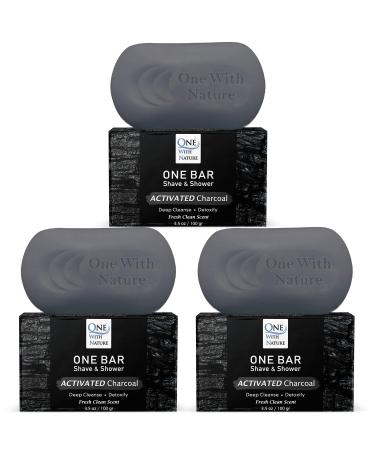 ONE Bar Activated Charcoal 3 Pack - Shave Shower Shampoo face beard body hair/scalp SuperFAT oil Infused: Avocado Mango Olive Coconut Argan Moisturizing and Nourishing Oil. - Buy Online on GoSupps.com