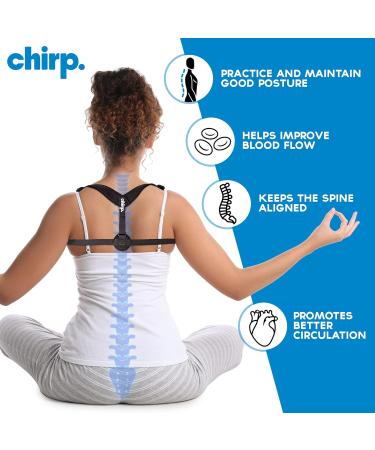 Chirp Upper Back Posture Corrector for Men and Women - Adjustable Shoulder and Back Brace for Posture Alignment - Black - Buy Online on GoSupps.com