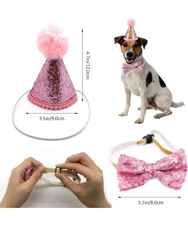 Dher Pet Birthday Set - Pink Sequin Hat & Party Decoration for Dogs & Cats | Festive Birthday Accessories - Buy Online on GoSupps.com
