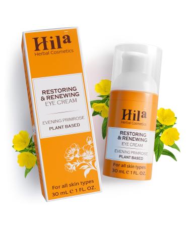 Restoration and Renewal Eye Cream Evening Primrose Plant Based - Under Eye Cream for All Skin Types Hydrating Eye Cream Eye Wrinkle Cream for Women & Men - 30ml