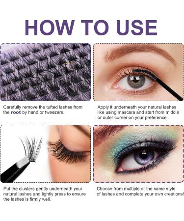 Individual Lashes Extension Kit 77 Wide-Stem 9-15mm Mix with Lash Glue & Applicator - Soft Natural DIY Cluster Lashes Extensions Kit (T02 Light Suit) - 1 Count - Buy Online on GoSupps.com