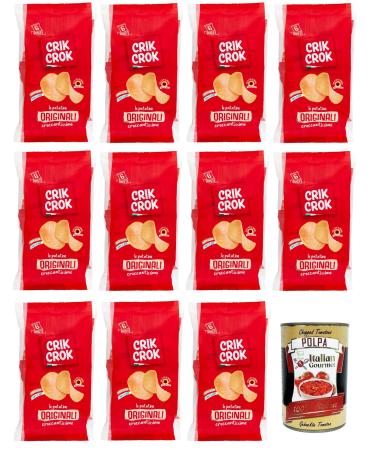 Italian Gourmet E.R. Crik Crok Le Patatine Originali gluten-free potato chips savory snack 150g pack each pack contains 6 x 25g sachets + Gourmet Italian Polpa di Pomodoro