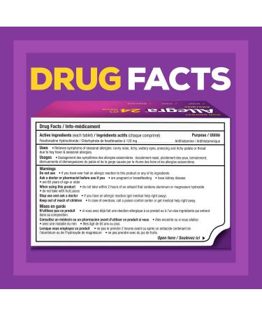 Allegra 24 Hour Allergy Medication Non Drowsy Fast and Effective Multi-Symptom Allergy Relief Medicine for Sneezing Watery Eyes and Itchy Throat Fexofenadine Hydrochloride 120 mg 30 Tablets 30 Count (Pack of 1) - Buy Online on GoSupps.com