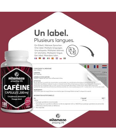 Caffeine Capsules 200mg of High Dosed Pure Caffeine Powder 180 Capsules for 6 Months of Pure Caffeine Powder Vegetable Dietary Supplement Without Unnecessary Additives Made in Germany - Buy Online on GoSupps.com