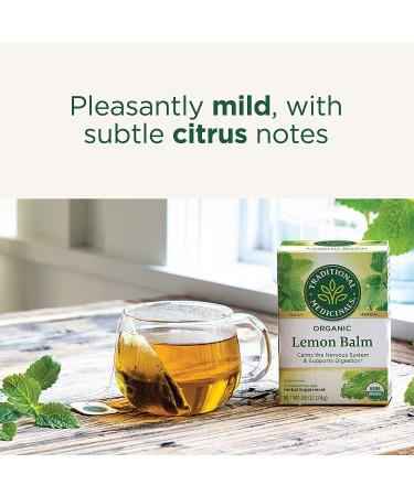 Traditional Medicinals Organic Lemon Balm Herbal Tea - Calming, Digestive Support - 16 Tea Bags - Buy Online on GoSupps.com