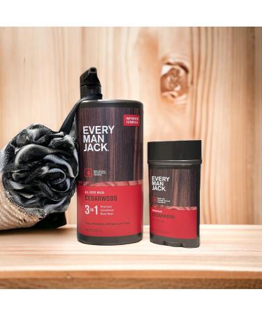Every Man Jack Cedarwood Bundle: Hydrating 3-in-1 Body Wash Antiperspirant & Bath Sponge - International Shipping Available - Buy Online on GoSupps.com