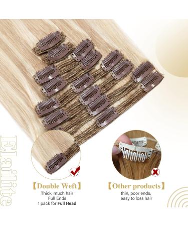Elailite Clip-In Extensions - 40cm Real Remy Hair 130g 8 Tresses #18P613 Ash Blond Mix - Perfect for Full Hair Volume - Buy Online on GoSupps.com