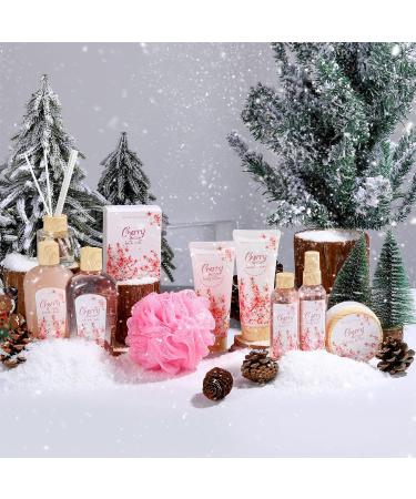 Cherry Blossom Spa Gift Set for Women - 11pcs Bath & Relaxation Basket | Shower Gel, Body Lotion, Reed Diffuser | Holiday, Birthday, Anniversary Gift - Buy Online on GoSupps.com
