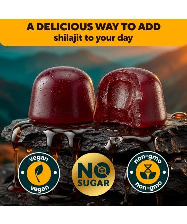 Shilajit Gummies - 1000mg Himalayan Natural Supplements for Healthy Aging & Energy - Sugar Free - 60 Count - Buy Online on GoSupps.com