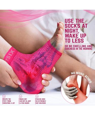 Physix Gear Plantar Fasciitis Socks with Arch Support for Men & Women - Best 24/7 Compression Foot Sleeve for Heel Spurs Ankle PF & Swelling - Holds Shape & Better than a Night Splint - PINK S/M - Buy Online on GoSupps.com