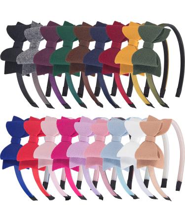 XIMA 18PCS Bows Headbands for Girls Felt Woolen Fabric Hair Bows Head Band for Kids Children Teens Toddlers and Women
