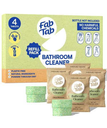 Bathroom Cleaning Spray Refill Tablets - All-Purpose Cleaner Spray Tablets - Natural Cleaning Products - Plant-Based - Citrus Scent- No Harsh Chemicals - 4 tablets (bottle not included) 1 Count (Pack of 4)