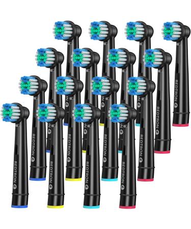 REDTRON Replacement Brush Heads Compatible with Oral B (16 Pcs) Electric Toothbrush Replacement Heads for Precision Clean Toothbrush Heads for Pro1000 Pro3000 Pro5000 Pro7000 and More Black 16