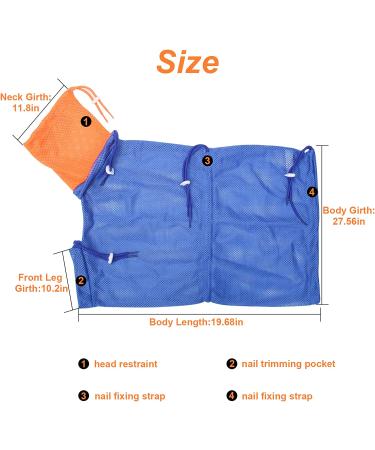 Catcan Breathable Mesh Cat Bathing Bag - Anti-Scratch & Adjustable Grooming Bag for Nail Trimming - Blue-Orange - Buy Online on GoSupps.com
