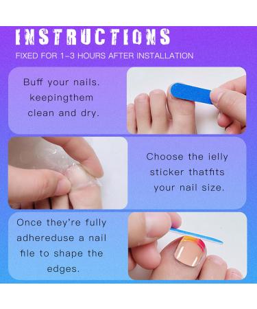 Neon Press on Toenails - Short Square Glue-On Gradient Rainbow French Tips | Summer Beach Fake Toenails for Women - Buy Online on GoSupps.com
