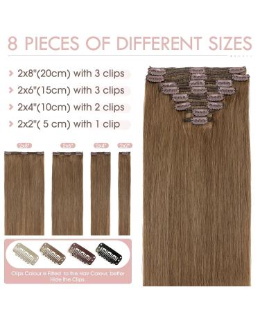 Silk Co Clip In Extensions - 18 Clips 160g Remy Real Hair - Light Brown Double Weft 06# - Premium Quality Hair Extensions - Buy Online on GoSupps.com
