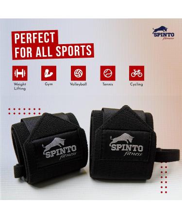 Spinto Fitness 18 Heavy Duty Weight Lifting Wrist Wraps for Men and Women - Professional Grade Black Wraps - Buy Online on GoSupps.com